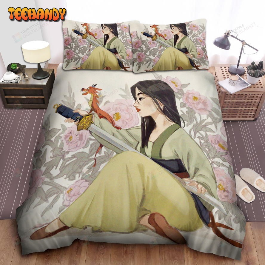 Disney Princess Mulan And Wushu Drawing Spread Comforter Bedding Sets