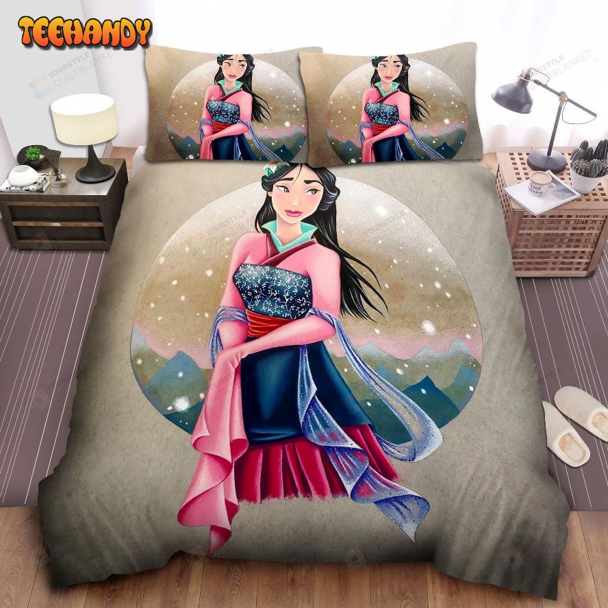 Disney Princess Mulan In Hanfu Portrait Spread Comforter Bedding Sets