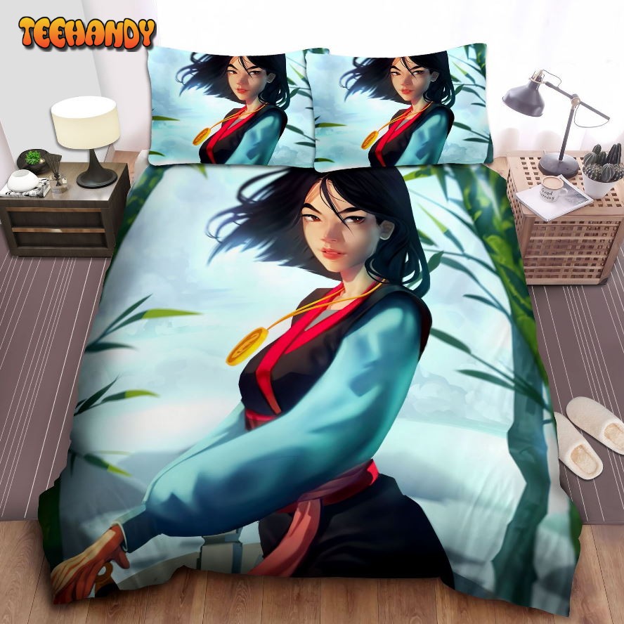 Disney Princess Mulan In The Wind Illustration Spread Comforter Bedding Sets