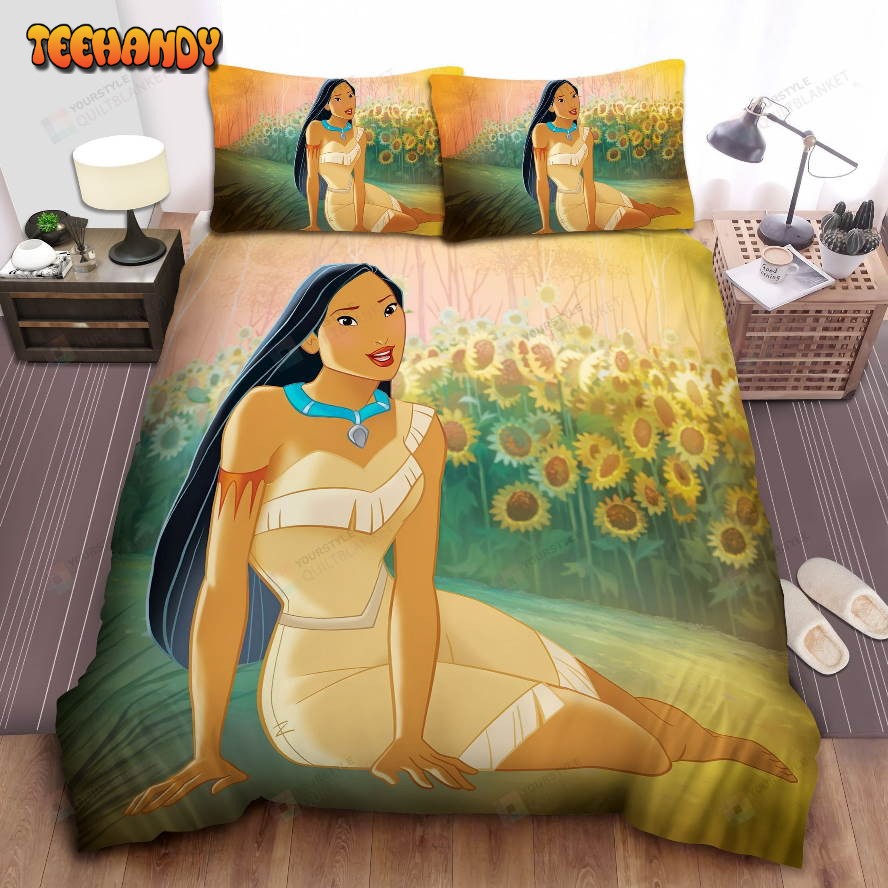 Disney Princess Pocahontas In Sunflower Field Spread Comforter Bedding Sets