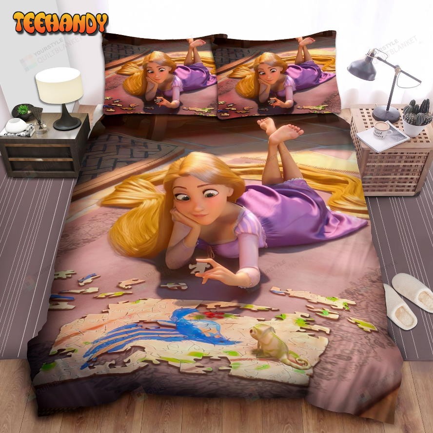 Disney Princess Rapunzel And Jigsaw Puzzle Spread Comforter Bedding Sets