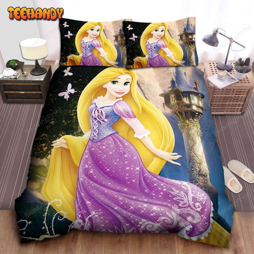 Disney Princess Rapunzel In Sparkle Dress Bed Sheet Duvet Cover Bedding Sets