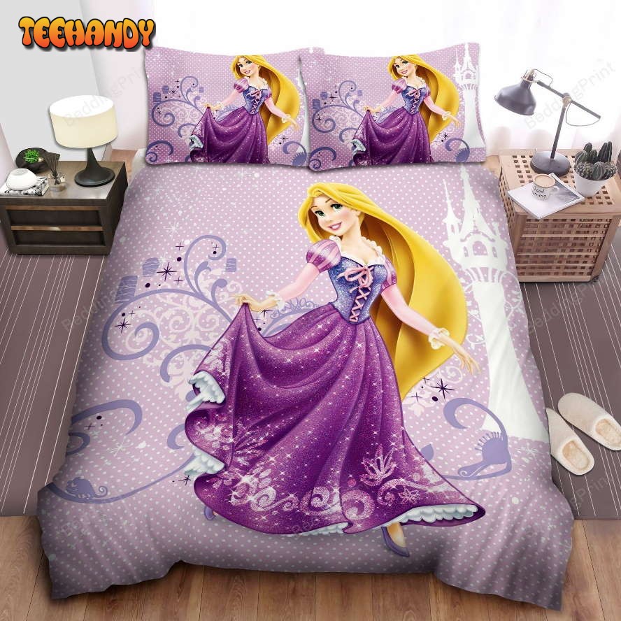 Disney Princess Rapunzel In Sparkling Purple Dress Duvet Cover Bedding Sets