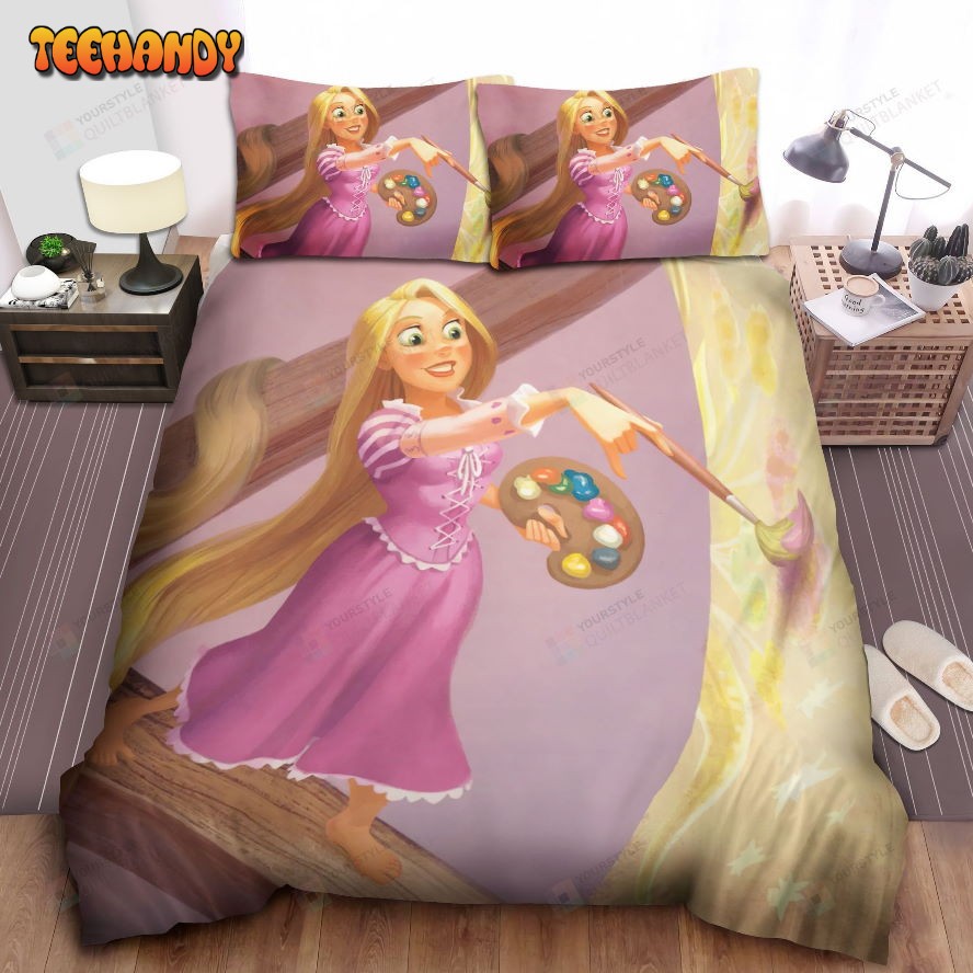 Disney Princess Rapunzel Painting On The Wall Spread Comforter Bedding Sets