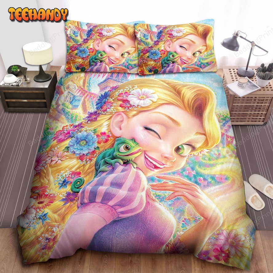 Disney Princess Rapunzel With Flowery Hair Bed Sheet Duvet Cover Bedding Sets