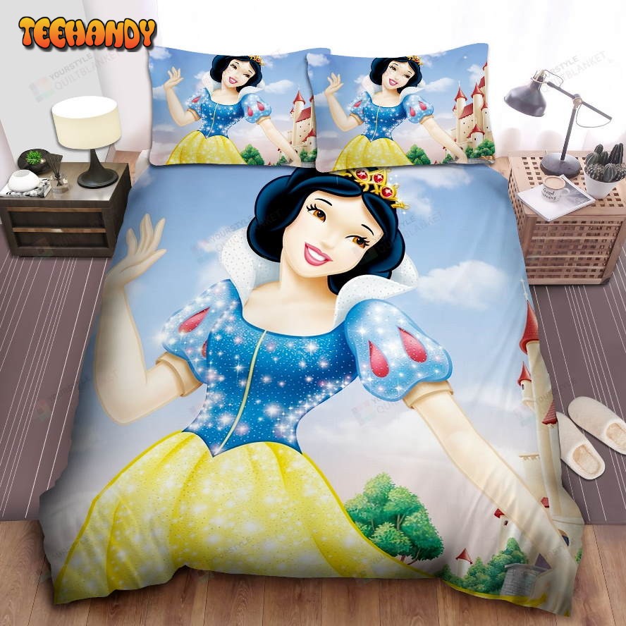 Disney Princess Snow White In Sparkle Dress And Queen Crown Spread Bedding Sets