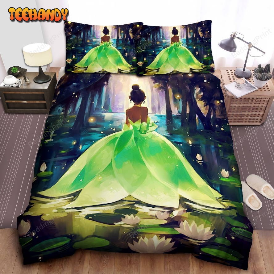 Disney Princess Tiana Among Glowing Lotuses Bed Sheet Duvet Cover Bedding Sets