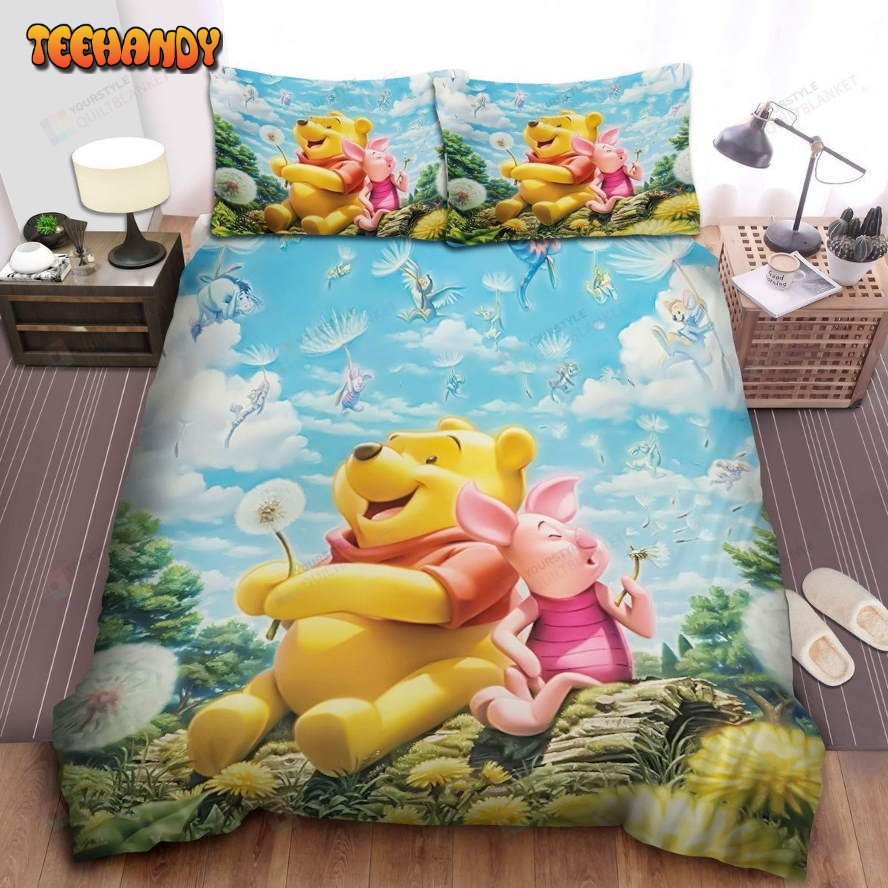 Disney Winnie The Pooh and Piglet Blowing Dandelion Comforter Bedding Sets