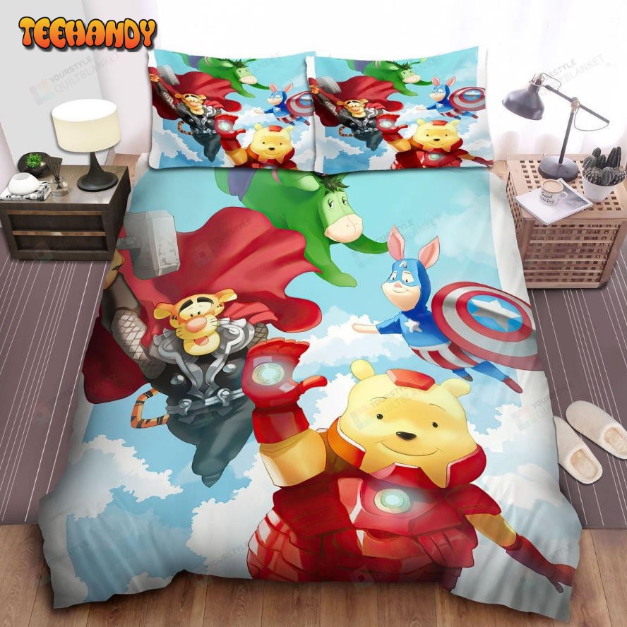 Disney Winnie The Pooh Characters In Avengers Costumes Comforter Bedding Sets