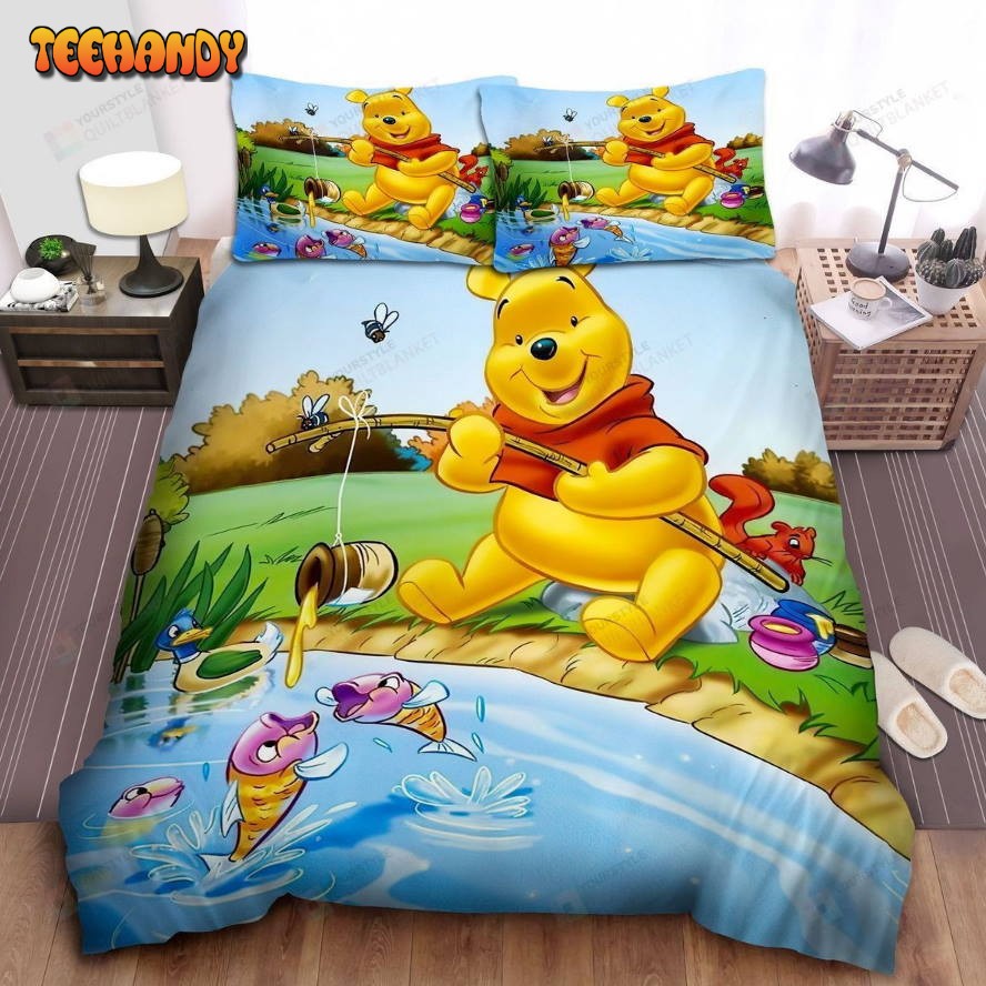 Disney Winnie The Pooh Fishing By Honey Bed Sheets Duvet Cover Bedding Sets