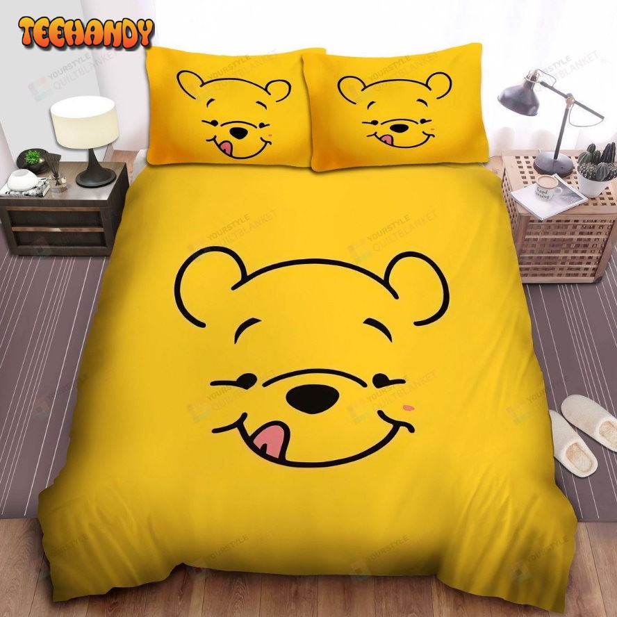 Disney Winnie The Pooh Funny Face On Yellow Spread Comforter Bedding Sets