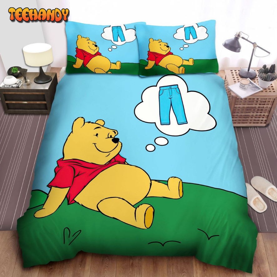 Disney Winnie The Pooh Thinking About A Jeans Spread Comforter Bedding Sets