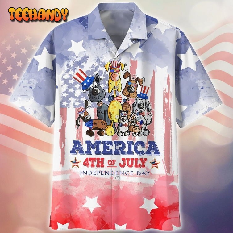 Dog Independence Day 3D Full Printed Hawaiian Shirt For Men And Woman