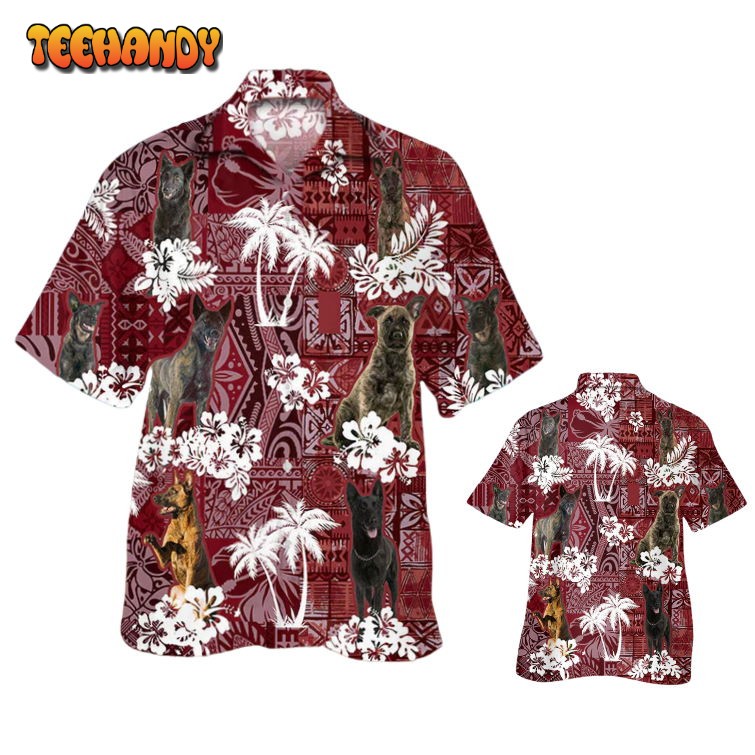 Dutch Shepherd Hawaiian Shirt, Hawaii Shirt Red Tribal For Dog Lovers