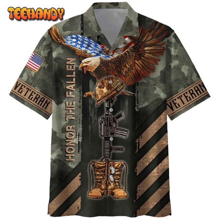 Eagle Honor The Fallen Hawaiian Shirt, US Veteran, 3D All Over Printed Unisex