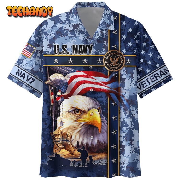 Eagle US Navy 3D All Over Printed Hawaiian Shirts Navy Veteran Hawaiian Shirt