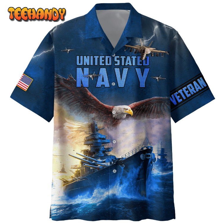 Eagle US Navy Veteran Beach Shirt, Hawaiian Shirt For Veteran 3D All