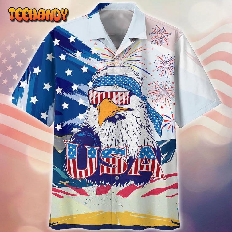 Eagle Usa Independence Day 3D Hawaiian Shirt My Husband Patriotic Hawaii Shirt