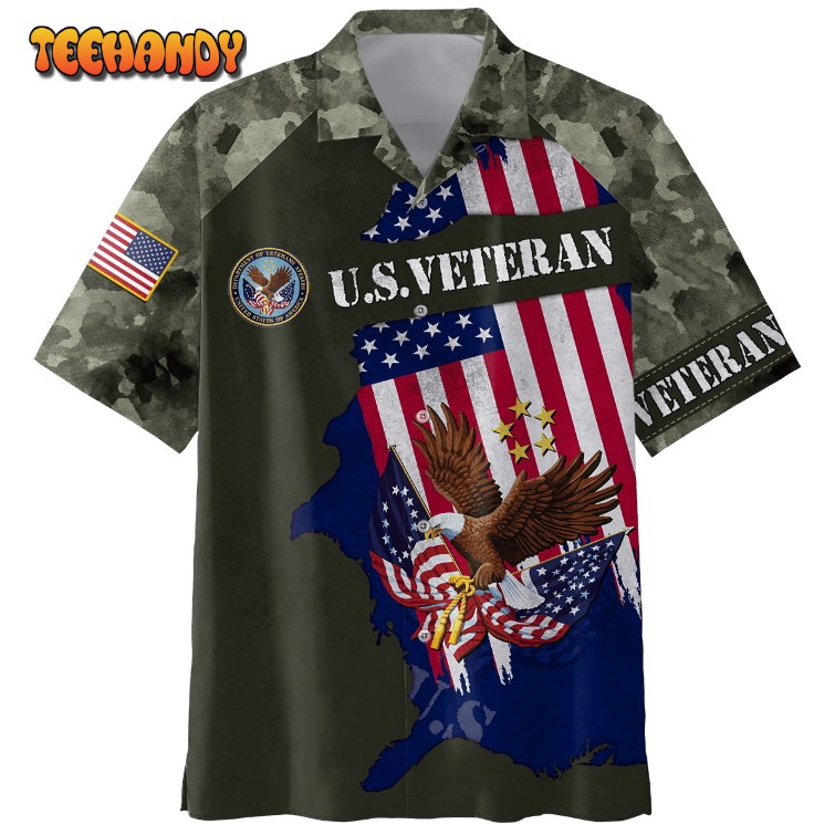 Eagle With American Flag Flies In Freedom Gift for Him Hawaiian Shirt For Veteran