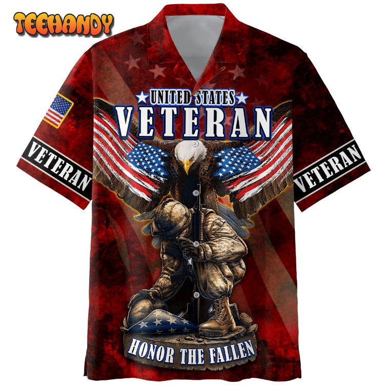 Eagle With American Flag Honor The Fallen Hawaiian Shirt For Veteran Beach Shirt