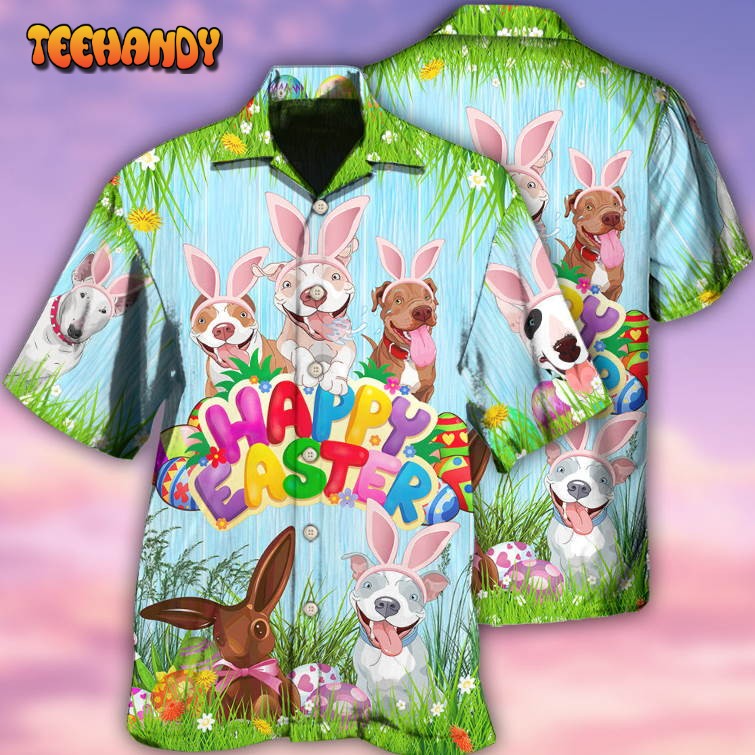 Eatser Happy PitBulls Funny Hawaiian Shirt