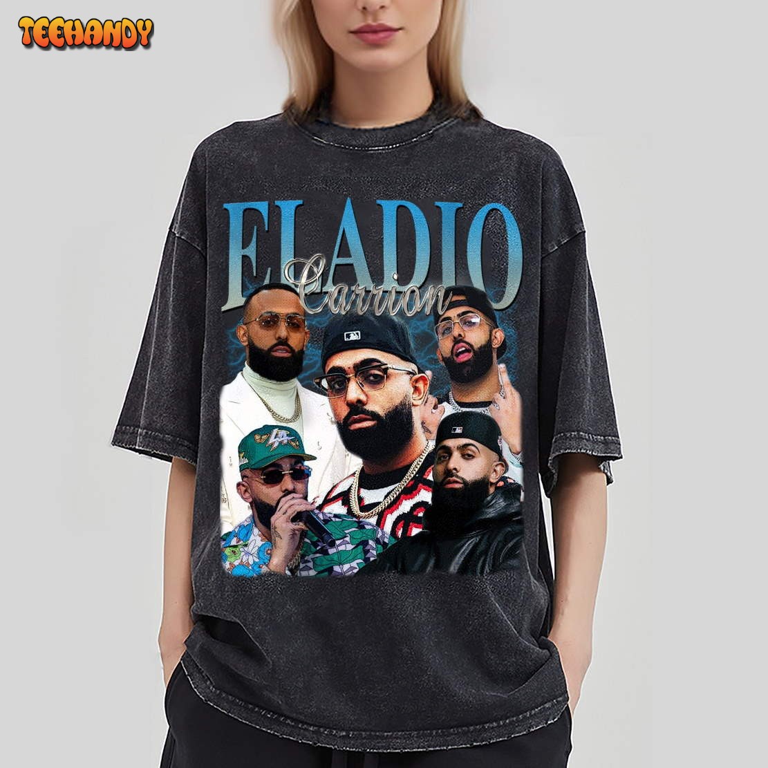 Eladio Carrión Vintage Washed T-Shirt,Hiphop RnB Rapper Singer T Shirt