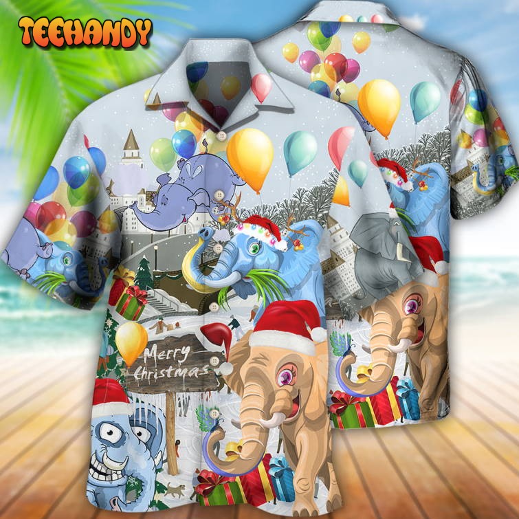 Elephant Funny Having Fun On Christmas Day Hawaiian Shirt