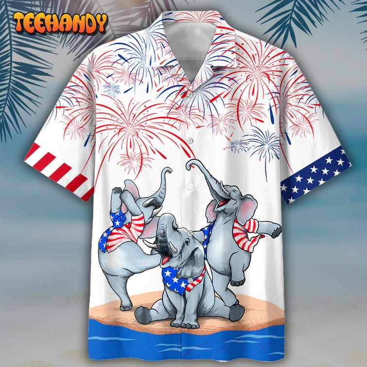 Elephant Hawaiian Shirt Independence Day Is Comming Elephant Hawaii