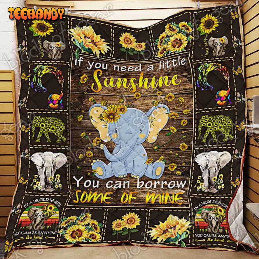 Elephant Sunflower 3D Quilt Blanket