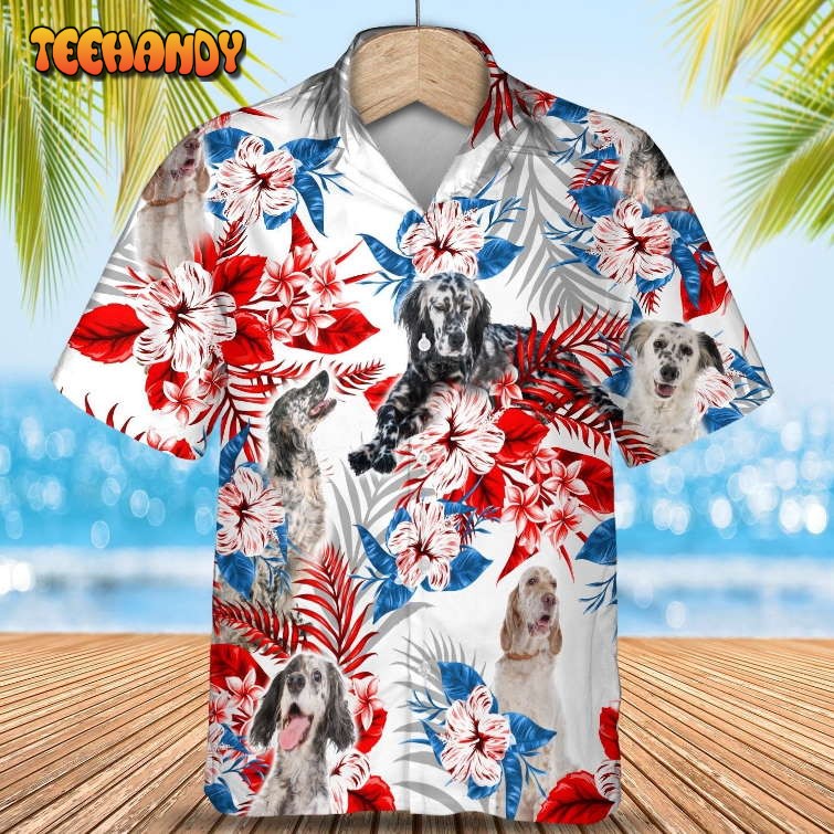 English Setter Hawaiian Shirt, Dog And Flower Hawaii Shirts For Adults