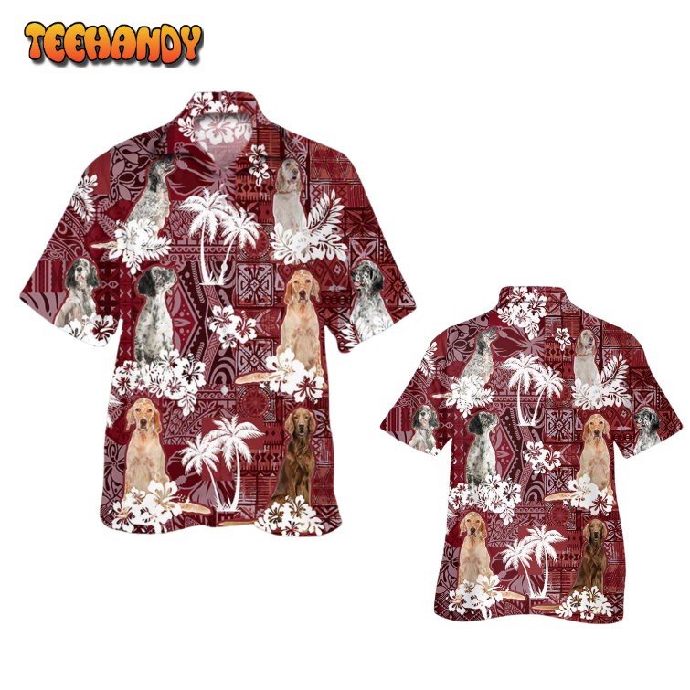 English Springer Spaniel Hawaiian Shirt Dog Hawaiian Shirt Red Tribal Pattern