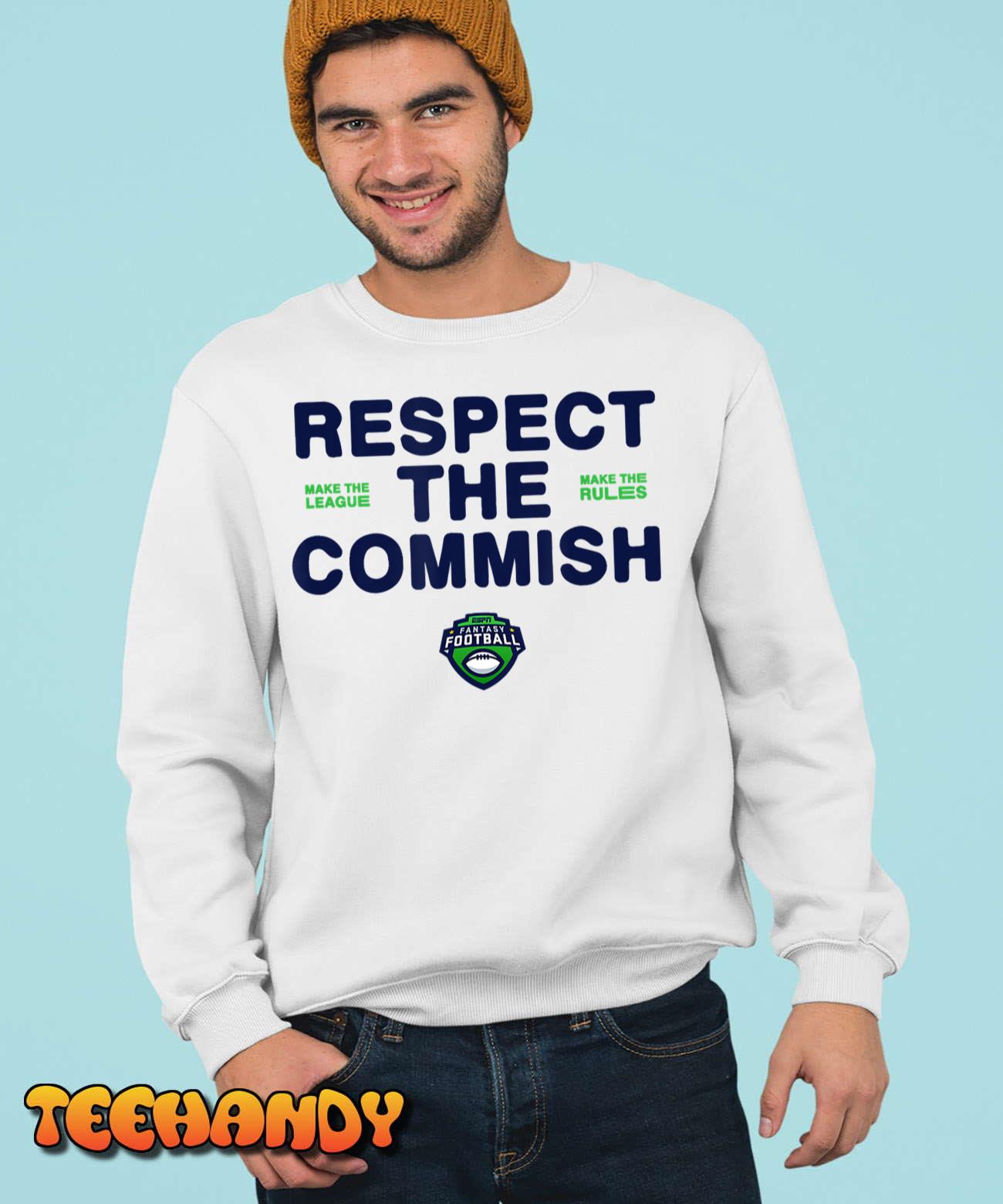 ESPN Fantasy Football Respect The Commish Emblem Logo T-Shirt