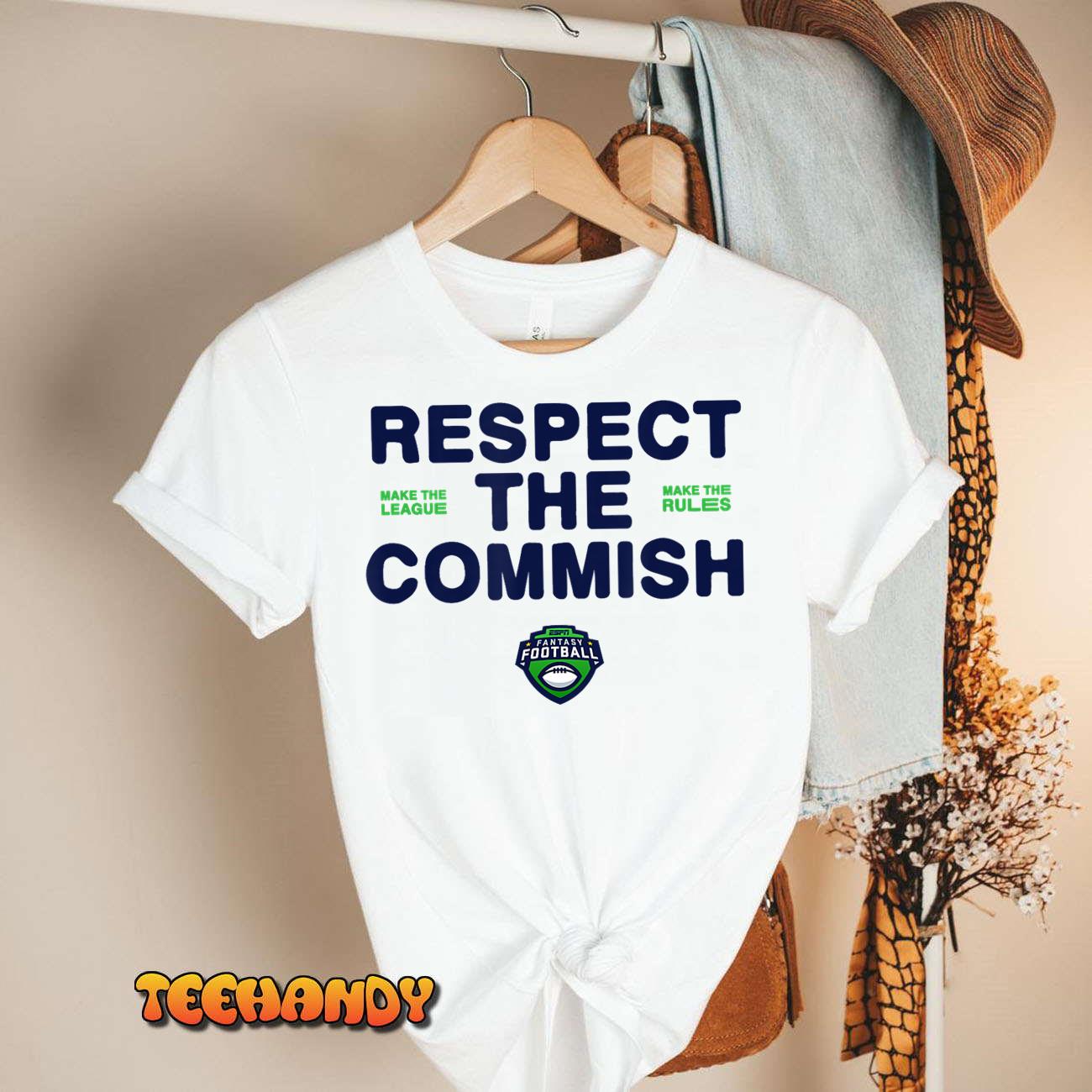 ESPN Fantasy Football Respect The Commish Emblem Logo T-Shirt