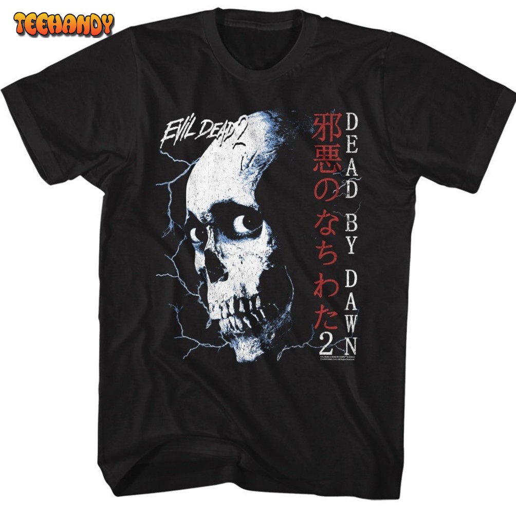 Evil Dead 2 Skull and Japanese Letters Black Shirts