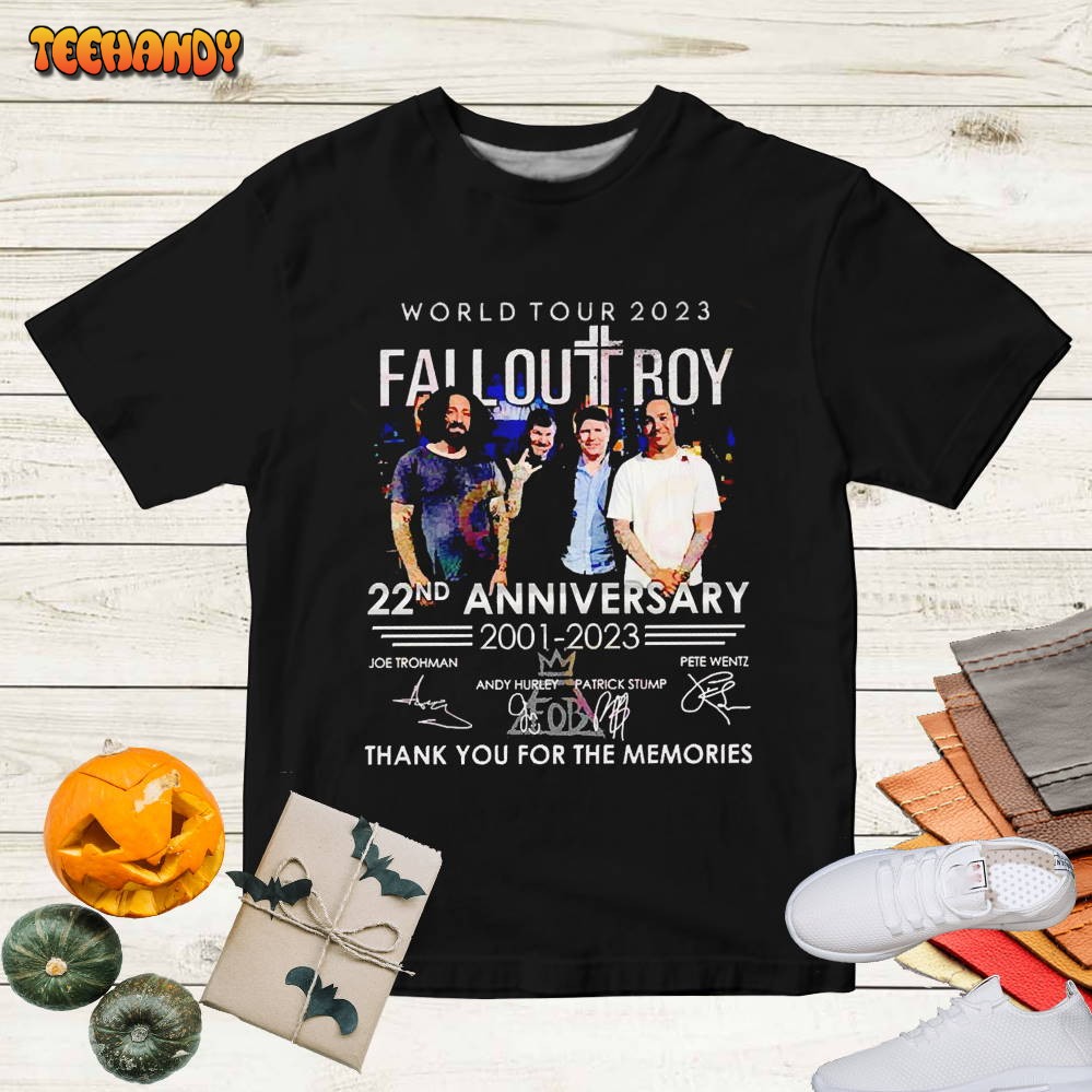 Fall Out Boy World Tour 2023 22nd Anniversary 2001-2023 Signature Band T shirt