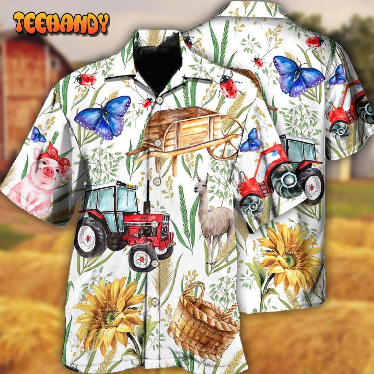 Farm Agriculture Sunflower Butterfly Hawaiian Shirt