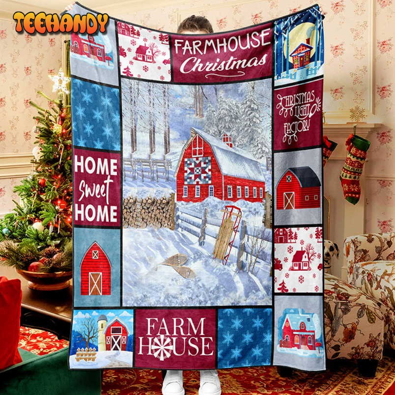 Farmhouse Christmas Snow Christmas Blanket