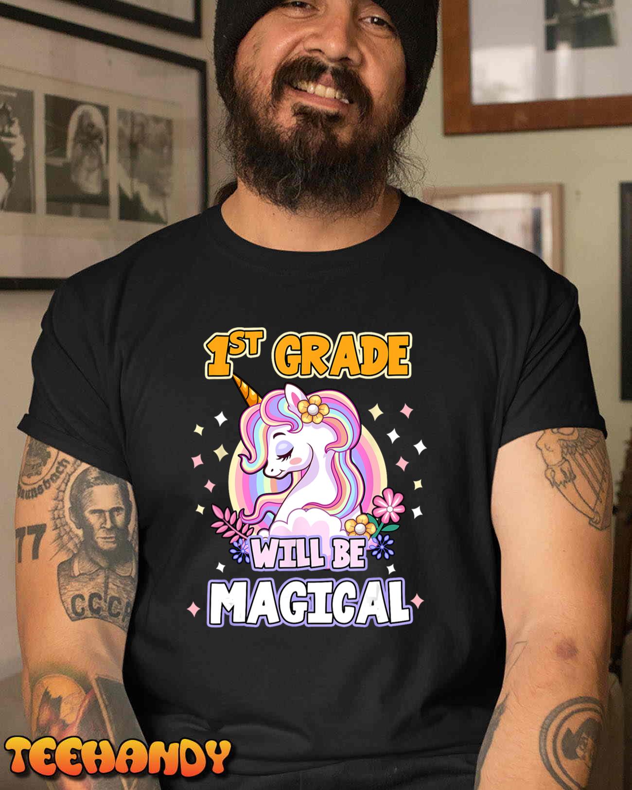 First Grade Will Be Magical Cute Unicorn Rock 1st Grade Girl T-Shirt