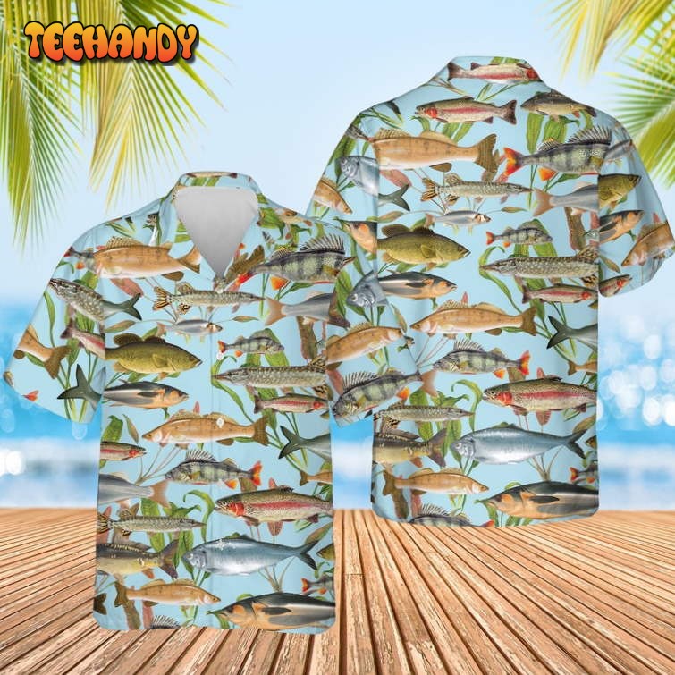 Fish Hawaiian Shirt, Pattern Fishing Hawaiian Shirt, Fishing Lover Shirt