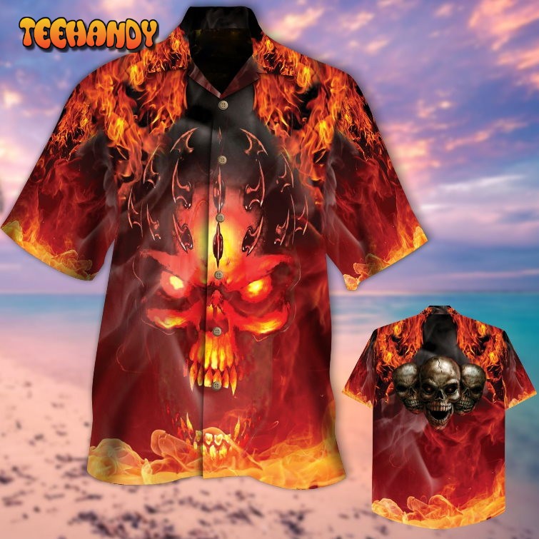 Flame Hell Skull Nice Hawaiian Shirt Skull