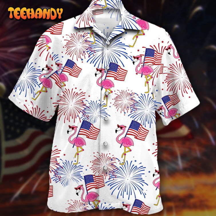 Flamingo Hawaiian Shirt For Independence Day Flamingo Patriotic