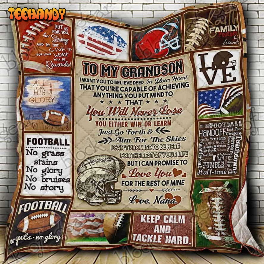 Football Grandson, Love, Nana 3D Quilt Blanket