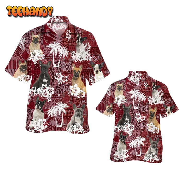 French Bulldog Hawaiian Shirt, Dog Hawaii Aloha Beach Shirt Red Tribal