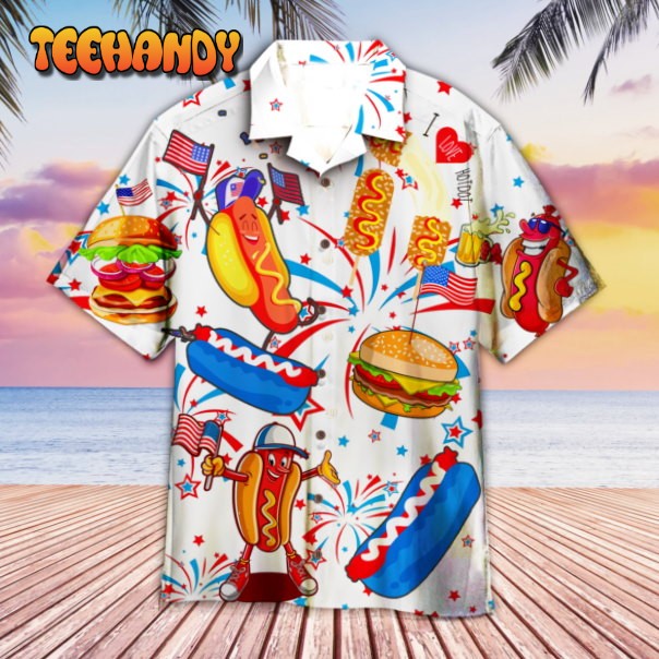 Funny American Hot Dog 4Th Of July Independence Day Hawaiian Shirt