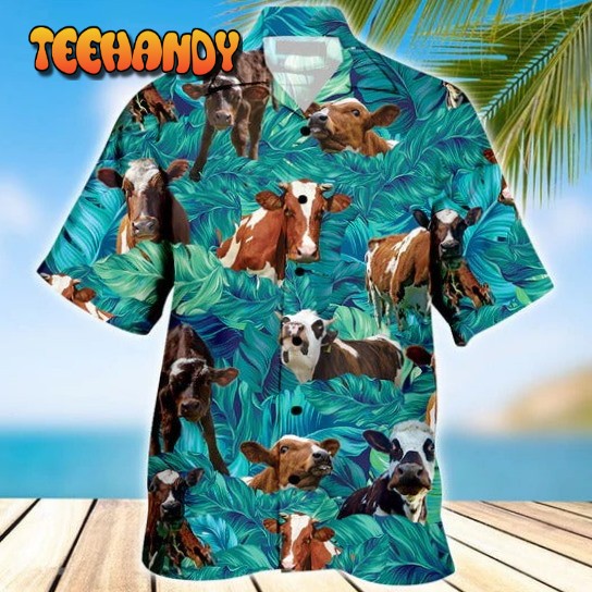 Funny Ayrshire Cow Beach Shirts Unisex Print Aloha Sleeve Casual Shirt