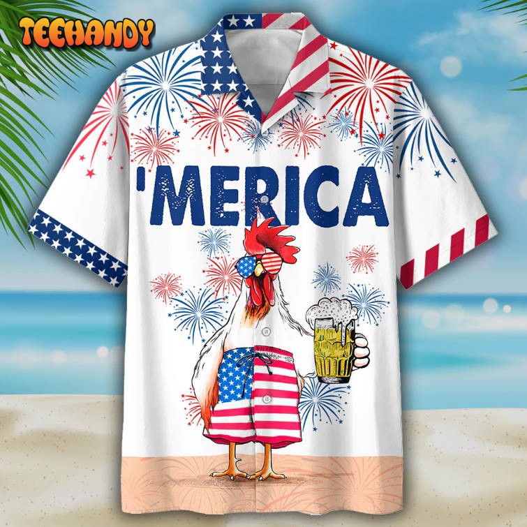 Funny Chicken Beer Hawaiian Shirt For Independence’S Day, Cool Chicken