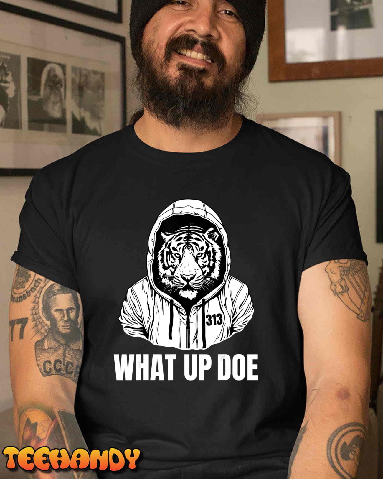 Funny Detroit Slang What Up Doe 313 T-Shirt