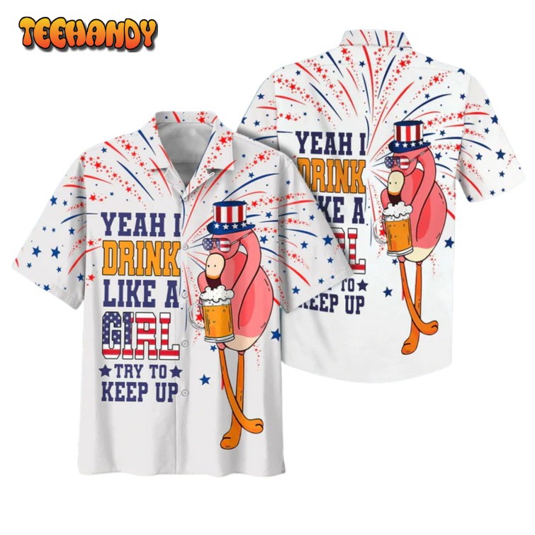 Funny Flamingo Aloha Hawaiian Shirt, Flamingo Drinking Beer Aloha Shirt