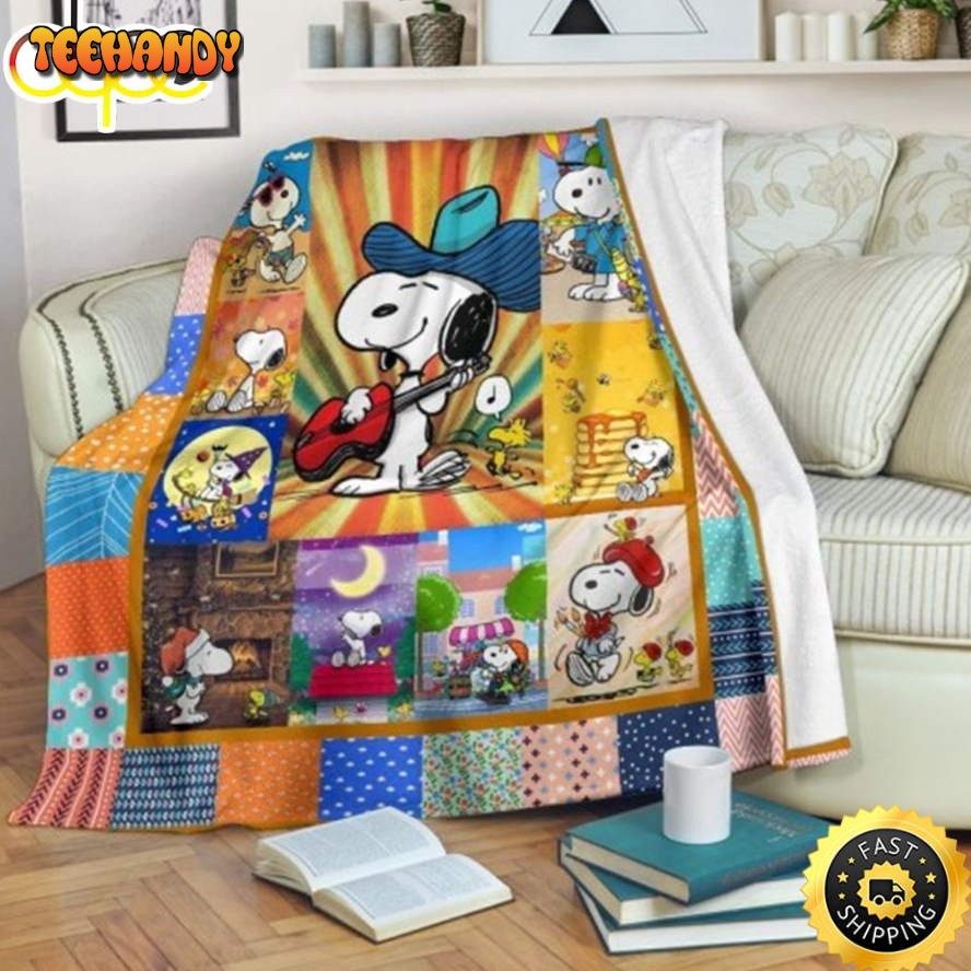 Funny Guitar Player Snoopy 3D Full Printing The Peanuts Dog Blanket