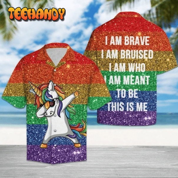 Funny LGBT Hawaiian Shirt Cute Unicorn Dancing Lgbt Pattern Hawaiian Shirt